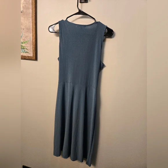 Kaileigh Blue Wrap Tie Front Midi Dress - Picture 5 of 5